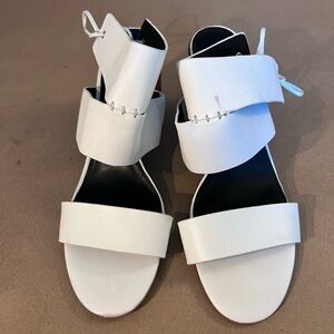 REBECCA MINKOFF Women's Sahara Shiny Calf Christy Heeled Sandals White US 11 M